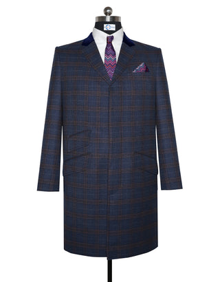 Navy Blue and Brown Prince of Wales Check