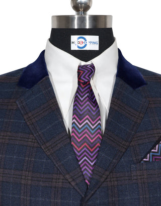 Navy Blue and Brown Prince of Wales Check