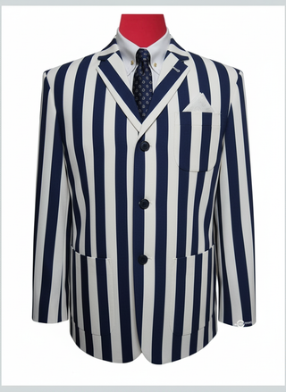 Boating Blazer - Navy Blue and White Stripe Jacket