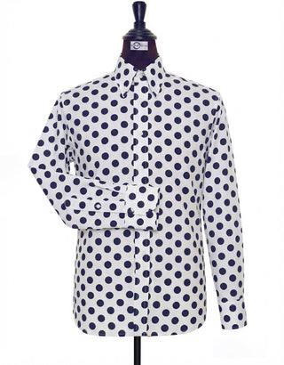 Dark Navy Blue Medium Polka Dot Shirt