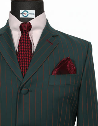 Olive Green and Burnt Burnt Orange Stripe Suit - Modern Tailored Fit