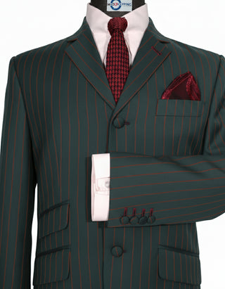Olive Green and Burnt Burnt Orange Stripe Suit - Modern Tailored Fit