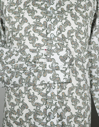 Paisley Shirt - White and Olive Green Paisley Shirt