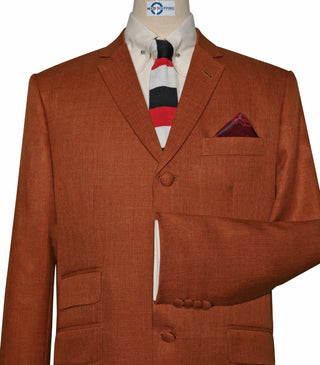 Mod Suit  - 60s Vintage Style Orange Linen Suit