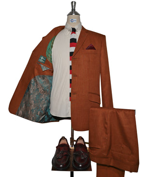 Mod Suit  - 60s Vintage Style Orange Linen Suit
