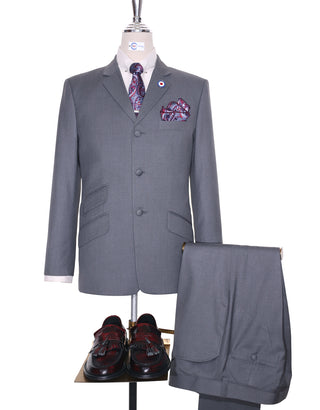 60s Mod Fashion Pale Grey Suit