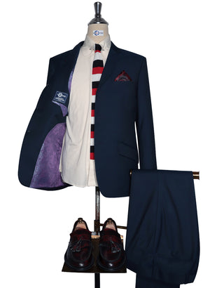 Peacock Blue And Black Two Tone Suit