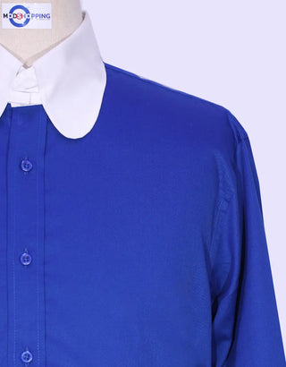 Royal Blue Penny Tab Collar Shirt UK