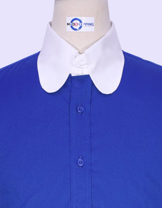 Royal Blue Penny Tab Collar Shirt UK