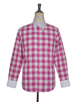 Pink Gingham Check Button-Down Collar Shirt