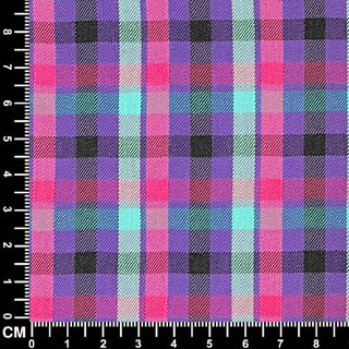 Purple, Magenta and Sky Blue Plaid Check Fabric Size 