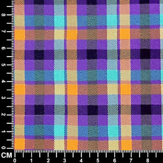 Purple, Orange and Sky Blue Plaid Check Fabric Size 