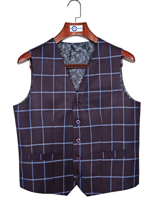 Purple and Blue Windowpane Check Suit