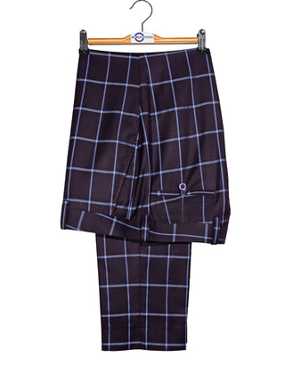 Purple and Blue Windowpane Check Suit