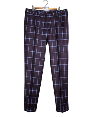 Purple and Blue Windowpane Check Suit