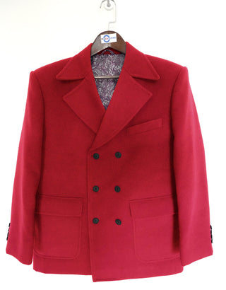 60's Retro Red Double Breasted Pea Coat