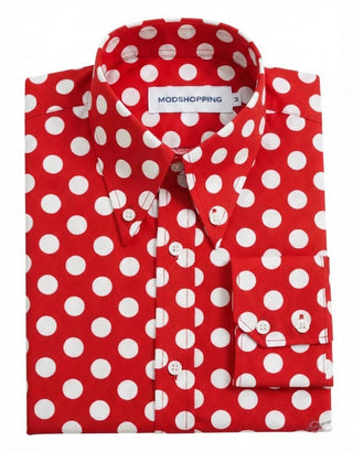 Red and White Medium Polka Dot Shirt