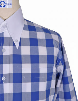 Blue Gingham Button-Down Dress Shirt