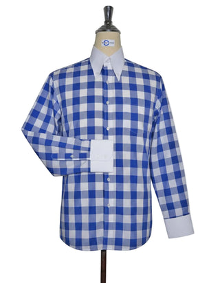 Blue Gingham Button-Down Dress Shirt