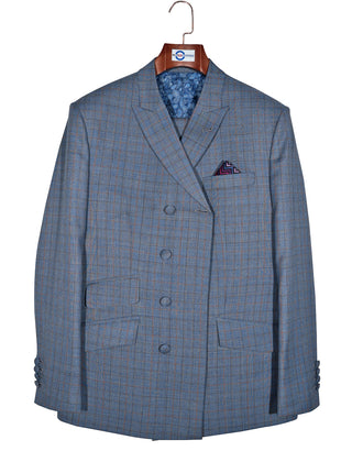 Sky Blue Prince of Wales Check Suit