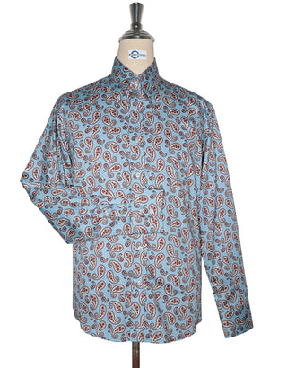 Paisley Shirt - 60s Style Sky Blue Paisley Shirt