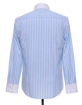 Blue & White Stripe Penny Pin Collar Shirt