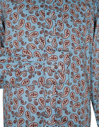 Paisley Shirt - 60s Style Sky Blue Paisley Shirt