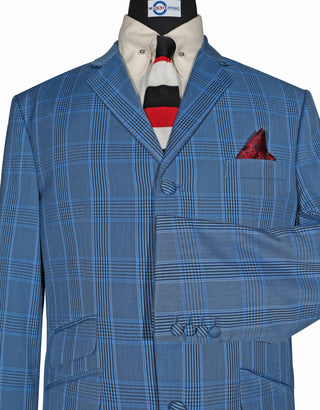 Sky Blue  Prince Of Wales Check Blazer Jacket