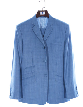 Sky Blue Prince of Wales Check Suit 