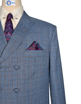 Sky Blue Prince of Wales Check Suit
