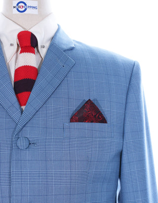Sky Blue Prince of Wales Check Suit 