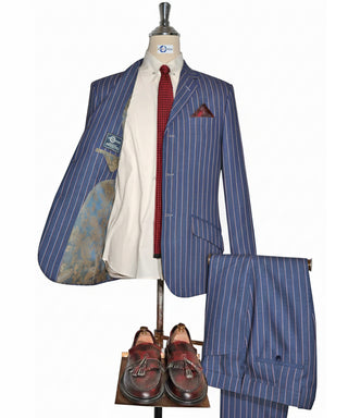 Sky Blue and Pink Striped Suit