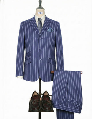 Men’s Blue and White Striped Suit – Mod Style