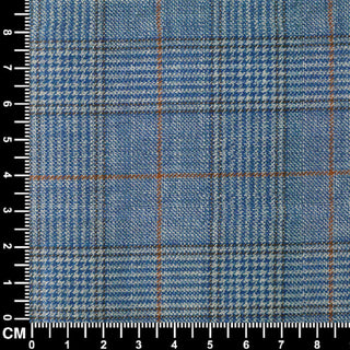 Sky Blue Prince of Wales Check Suit Fabric
