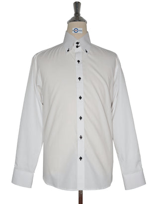 Double Collar Shirt - White and Black Button Down Shirt