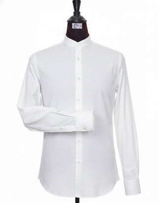 White Mandarin Collar Shirt