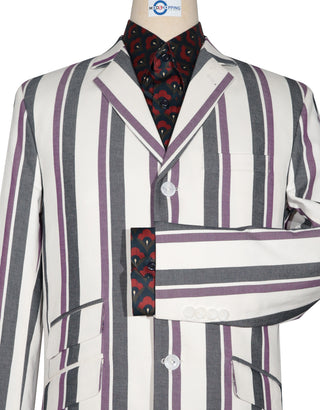 Boating Blazer - White Purple and Black Striped Blazer