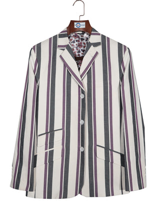 Boating Blazer - White Purple and Black Striped Blazer