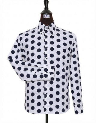 White & Navy Blue Polka Dot Shirt