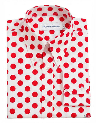 White & Red Medium Polka Dot Shirt