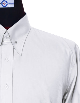 High Collar Pin White Shirt