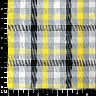 Yellow, Grey and Black Plaid Check Fabric Size