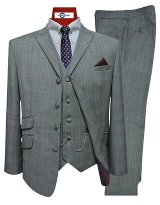 Grey Glen Paid Check 3 Piece Suit 