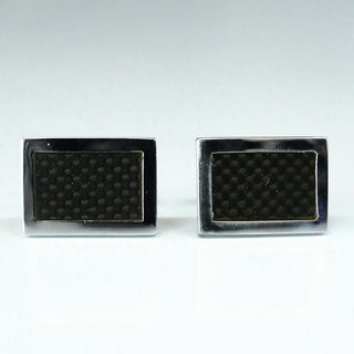 Luxury Men's Black Small Check Square Cufflinks