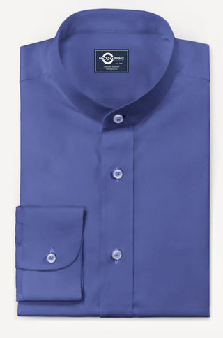Mandarin Collar - Blue Mandarin Collar Shirt