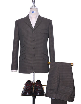 Dark Brown And Black Houndstooth Suit