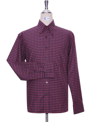 Red And Navy Blue Gingham Check Shirt