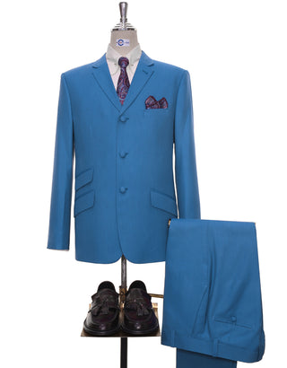 Deep Sky Blue Birdseye Suit
