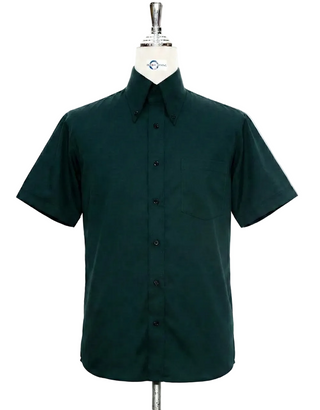 Short Sleeve Shirt | 60S Mod Style Dark Green Color Shirt For Man