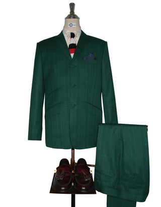 Olive Green Prince Of Wales Check Suit